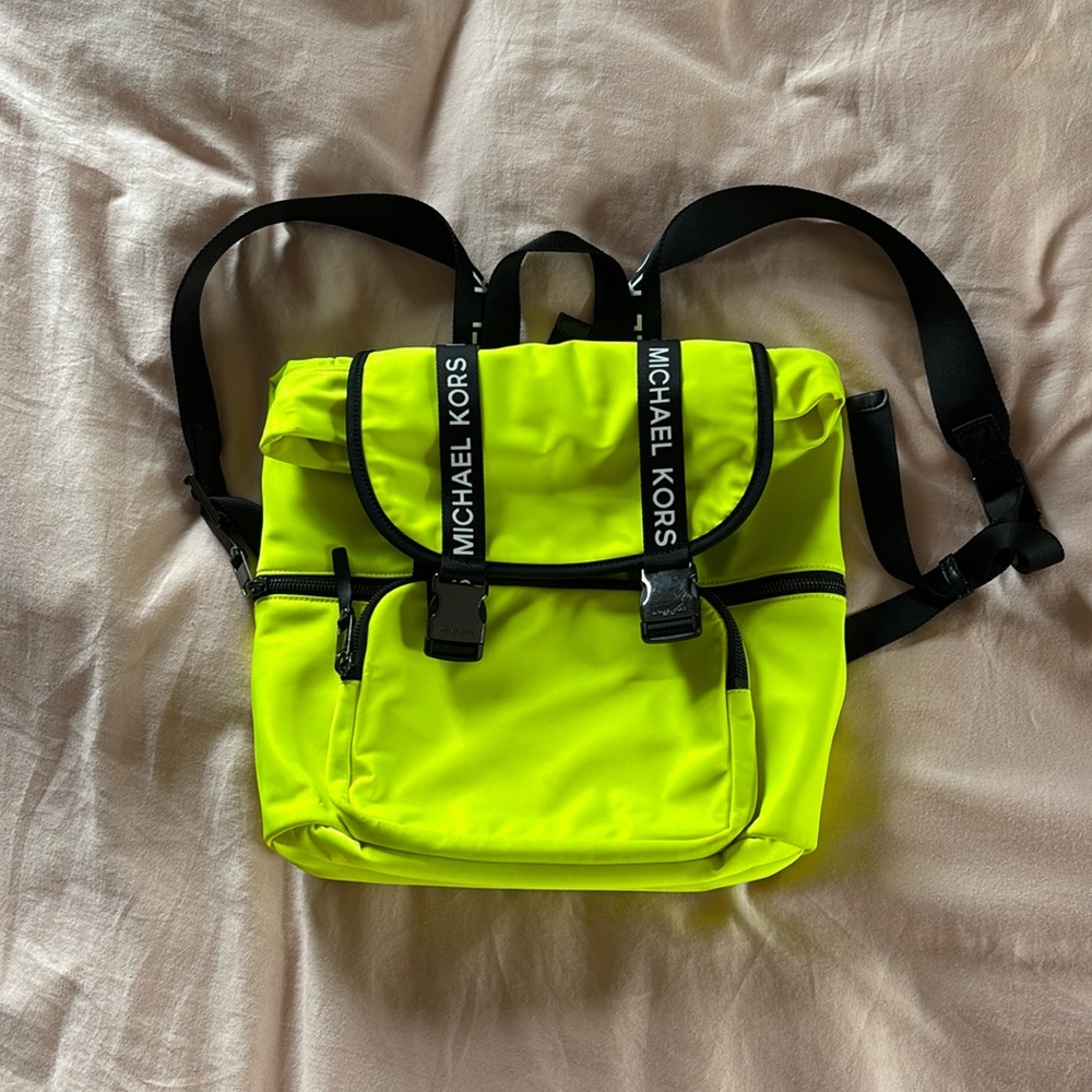 Michael Kors neon yellow backpack
